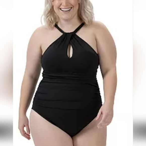 NWT Dolfin Aquashape Contemporary Front Keyhole One Piece Swimsuit Size 22 - Picture 1 of 3